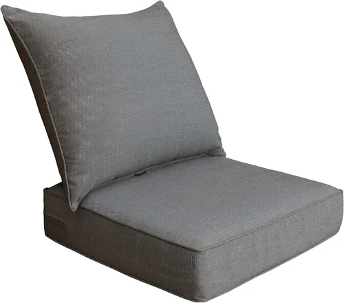Cojín para muebles de exterior, cojines para silla de asiento profundo, asiento de espuma, tela Sunbrella 24 x 24 pulgadas, lona carbón Lona de