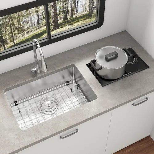 Miniatura 8 de Kitsitchen Fregadero de cocina para autocaravana, calibre 16, T304S, fregaderos de cocina de acero inoxidable para montaje inferior, fregadero