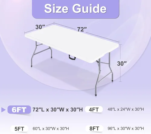 Miniatura 4 de ABCCANOPY Mantel de elastano de 6 pies para mesa, elástico, resistente a las arrugas, reutilizable, para mesa plegable rectangular, para eventos