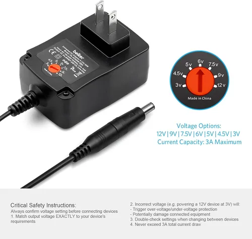 Miniatura 5 de Belker 36W Universal 3V 4.5V 5V 6V 7.5V 9V 12V Adaptador de Alimentación de Corriente Alterna a Corriente Continua para Tira de Luz LED LCD Router