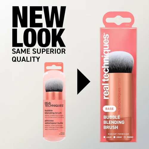 Miniatura 5 de Real Techniques, brocha de maquillaje Bubble Blending, brocha multiusos para base para productos líquidos, crema y polvo, cabeza de cepillo redonda