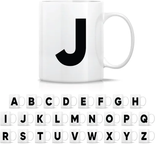 Miniatura 13 de Retreez Taza con monograma con monograma del alfabeto de la A a la Z con inicial, tazas de café de cerámica de 11 onzas – Agradecimiento