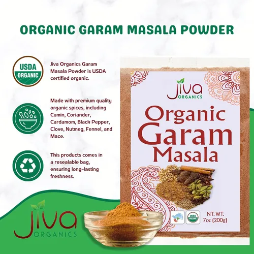 Miniatura 3 de Jiva Organics Garam Masala en polvo orgánico de 7 onzas, sin OMG, sin sal, mezcla de especias indias prémium