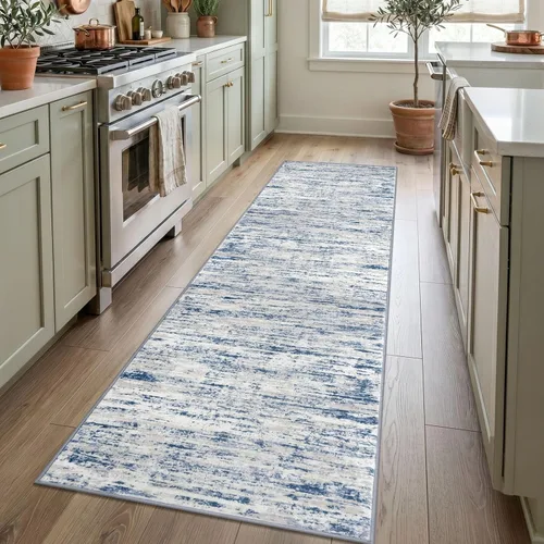 Miniatura 99 de Alfombra de pasillo moderna Lansny 2 x 6 pulgadas, alfombra de cocina lavable verde mostaza multicolor, alfombra antideslizante suave para pasillo