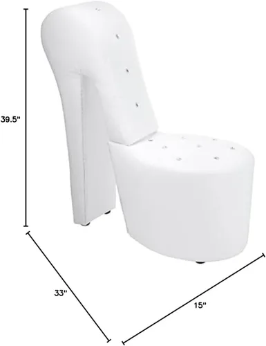 Miniatura 7 de Tristam - Silla lounge moderna glamorosa de tacón alto de 40", silla sin brazos con botones tipo cristal tapizados y costuras de diamante, cómodo
