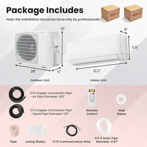 Miniatura 9 de SIMOE Mini división habilitada para 9000 BTU, aire acondicionado y calentador con inversor, enfría hasta 450 pies cuadrados, 115 V, aire