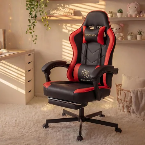 Miniatura 11 de Silla de oficina de cuero transpirable con cojín de resorte de bolsillo, silla ergonómica ancha y alta para juegos de computadora con reposacabezas