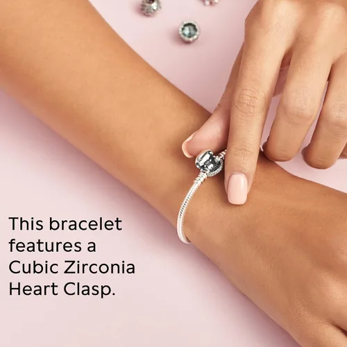 Miniatura 20 de Pandora Moments - Pulsera de cadena de serpiente con cierre de corazón brillante