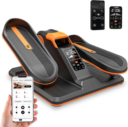 TOUSAINS Máquina elíptica debajo del escritorio para personas mayores, ejercitador eléctrico de piernas con aplicación y control remoto, pedal