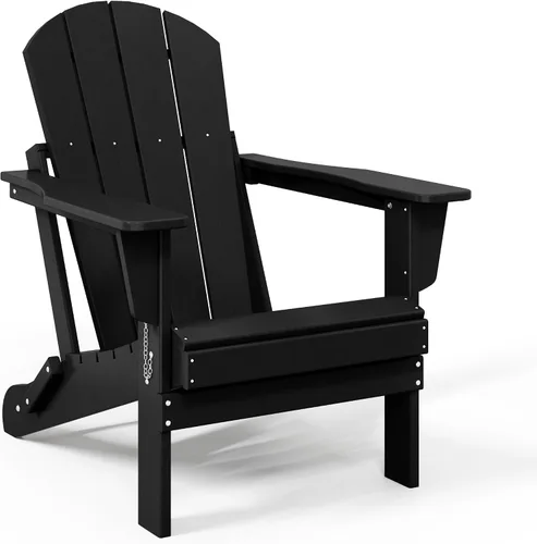Miniatura 4 de WestinTrends Malibu HDPE - Silla plegable Adirondack de polietileno para exteriores, color negro