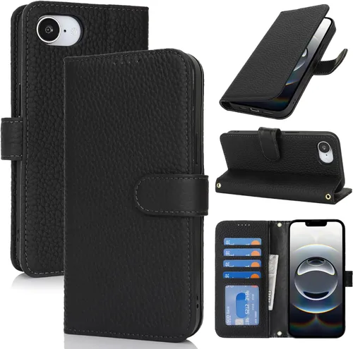 Miniatura 147 de Zouzt Funda para iPhone 11 de 6.1 pulgadas de piel auténtica con 4 ranuras para tarjetas, tarjetero con bloqueo RFID, tapa magnética, función atril