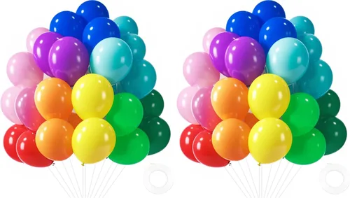 Miniatura 21 de LovesTown 110 globos de látex de 12 pulgadas con cinta para decoración de cumpleaños, baby shower, boda, fiesta, color azul (paquete de 2)