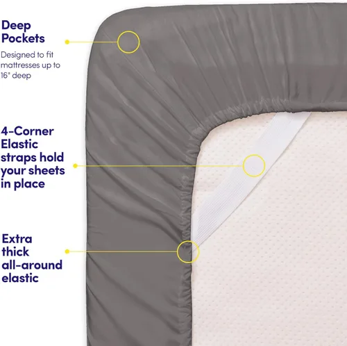 Miniatura 21 de 1500 Supreme Collection - Juego de sábanas y fundas de almohada para colchón, extrasuaves, correas elásticas en las esquinas, sábanas de bolsillo