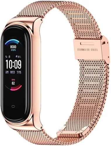Miniatura 12 de Correa de repuesto de metal para Amazfit Band 5, correa de reloj compatible con Amazfit 5 Fitness Tracker (cuentas, negro)