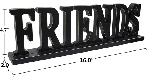 Miniatura 6 de Wooden Friends - Letrero independiente con diseño de palabras rústicas para mesa, chimenea y entrada