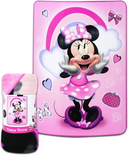 Miniatura 2 de Disney Juego de manta de forro polar de Minnie Mouse para niñas, paquete con manta de Minnie de 45 x 60 pulgadas, bolsa de mano, calcomanías y más