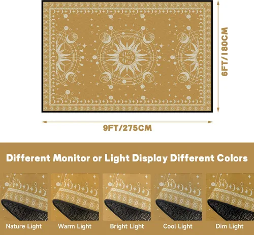 Miniatura 2 de Alfombra de Sol y Luna Boho Alfombras de Área Celestiales para Dormitorio Residencia Universitaria Sala de Estar Bohemia Oculta Creciente Solar
