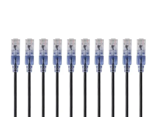 Miniatura 67 de Monoprice Cat6A - Cable de conexión Ethernet de 6 pulgadas, negro, UTP, 30 AWG, 10G, cable de cobre puro desnudo, sin enganche, RJ45, serie SlimRun