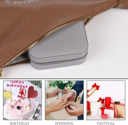 Miniatura 7 de KElofoN - Estuche para joyas de viaje, pequeño organizador de joyería con espejo para mujeres y niñas, color gris