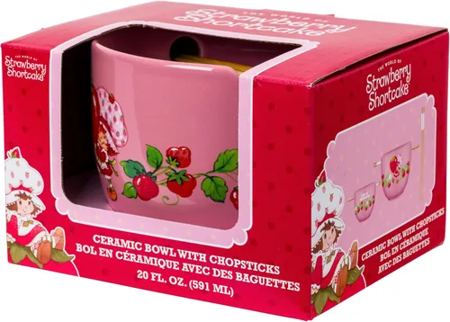 Miniatura 7 de Silver Buffalo Strawberry Shortcake - Tazón de cerámica vintage para ramen con palillos, apto para microondas, 20 onzas