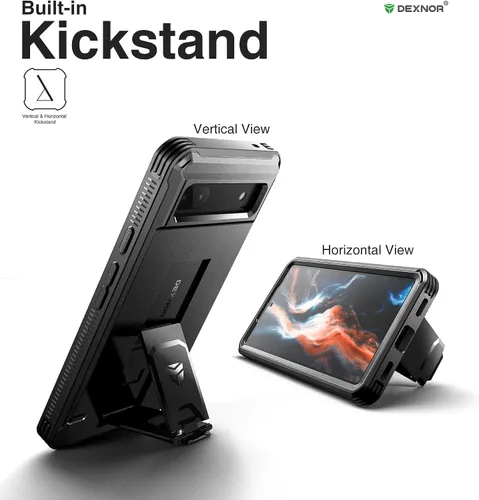 Miniatura 4 de Dexnor Funda de cuerpo completo para Google Pixel 6A, [protector de pantalla y soporte integrados] resistente protección de grado militar a prueba