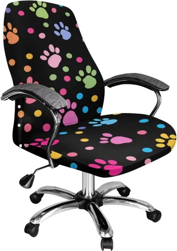Miniatura 44 de Funda para silla de oficina de gato negro con brazos, elástica, a prueba de mascotas, antideslizante, todo en uno, decoración de escritorio de gato