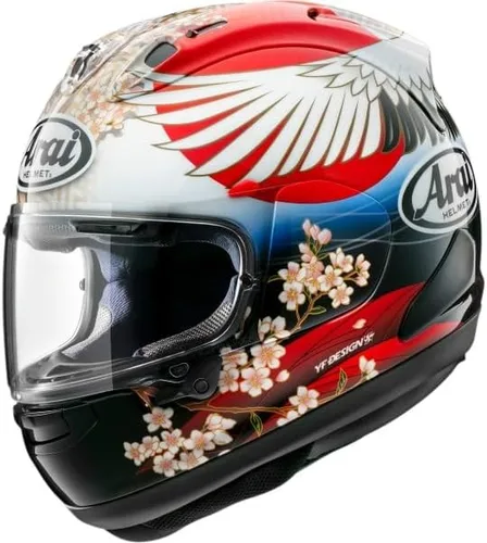 Arai Corsair-X Tsubasa - Casco unisex para motocicleta de calle para adultos, color blanco/azul/rojo, talla XL