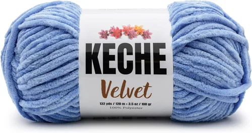 Miniatura 44 de Keche Hilo de terciopelo para ganchillo, manta de felpilla suave, voluminosa, hilo amigurumi, 3.53 oz (132 yardas), color azul bebé