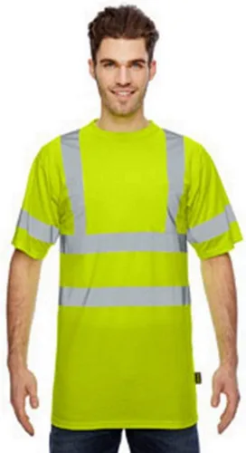 Miniatura 31 de OccuNomix LUX-SSETP2B-YS Camiseta clásica estándar de manga corta con textura ojo de pájaro absorbente con bolsillo, clase 2, 100% poliéster ANSI