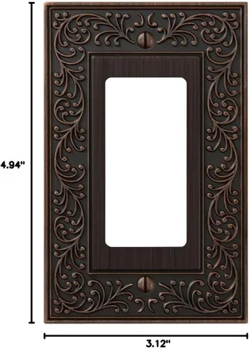 Miniatura 2 de Amerelle 43RVB - Placa de pared English Garden con 1 interruptor de palanca, metal fundido, color bronce envejecido, 1 paquete