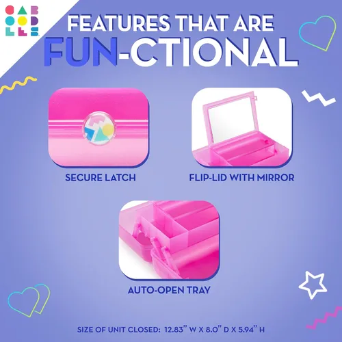 Miniatura 5 de Caboodles Caja de Maquillaje Portátil para Niñas, Lila de Dos Tonos sobre Cobalto, Caja Organizadora de Maquillaje de Plástico Duro, Espejo