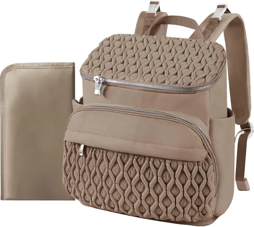 Miniatura 7 de Mochila para pañales, bolsa de bebé grande para niñas y niños, mochila de pañales de viaje con bolsillo aislado, bonita bolsa de pañales con correas