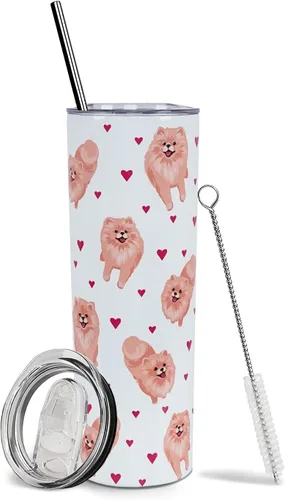 Miniatura 36 de Dachshund - Vaso de viaje aislado de acero inoxidable de 20 onzas con asa y pajilla, regalo para mujer, para el Día de la Madre, a prueba de fugas