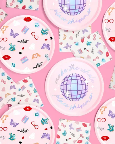 Miniatura 3 de xo, Fetti Platos de papel para fiesta, 24 piezas, 9 pulgadas, vajilla para fiesta de concierto, decoraciones de despedida de soltera, vajilla