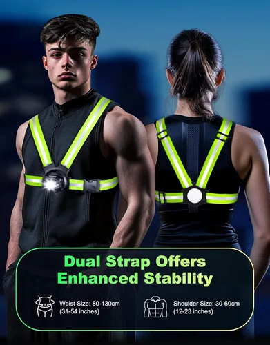 Miniatura 6 de ISEYOU Running Lights for Runners, 500 Lumens Running Light with 45° Adjustable Tilt, 360° Reflective Vest & IPX4 Waterproof Rechargeable Light Up