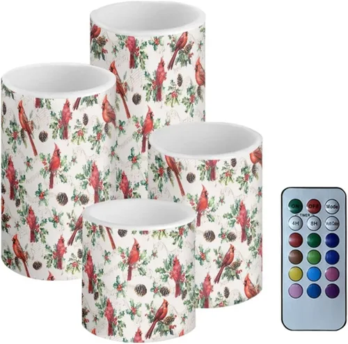 Miniatura 45 de Velas LED parpadeantes operadas por batería, juego de 4 con control remoto y temporizador, velas de llama danzante, velas de pilar para mesa, Playa