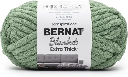 Miniatura 55 de Bernat - Hilo para manta extra grueso color niebla azul - 1 paquete de 21.12 oz/598.74 g - 100% poliéster - #7 Jumbo - 72 yardas - Hilo grueso