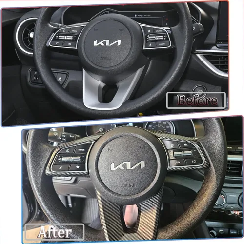 Miniatura 3 de MUXEE 3 piezas de calcomanías interiores para volante para Kia Forte Cerato K3 2019 2020 2021 2022 2023 2024 – Accesorios interiores deportivos