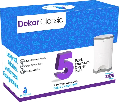 ECO-REFILLS - Recambios de cubo de pañales, se adapta a Dekor CLASSIC extra grueso, potente eliminación de olores y aroma a polvo fresco, fácil de