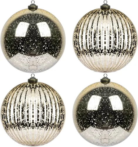 KI Store Adornos de bola de Navidad color champán de 6 pulgadas, juego de 4 bolas colgantes extragrandes para árbol, decoraciones supergrandes,
