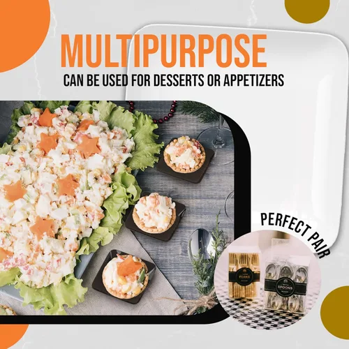 Miniatura 7 de Exquisite Mini platos de postre pequeños, paquete de 120 platos desechables negros de 2.4 x 2.4 pulgadas, pequeños de plástico sin BPA para bodas