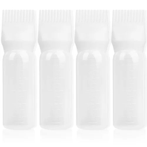 Miniatura 16 de Paquete de 2 botellas aplicadoras de peine de raíz, aplicador de aceite para el cabello de 6 onzas, herramientas de botella de tinte con dispensador