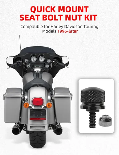 Miniatura 7 de Amazicha Kit de montaje de tuerca de tornillo de acero inoxidable negro compatible con Harley Davidson Touring Sportster Softail Dyna 1996-2026