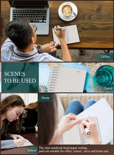 Miniatura 4 de Paquete de 6 cuadernos en espiral de 4 x 6 pulgadas, cuadernos en espiral, bloc de notas forrado, cuaderno forrado en espiral con 50 hojas, 100