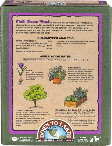 Miniatura 2 de Down To Earth All Natural Fertilizers Harina de hueso de pescado orgánica - Alimento vegetal alto en fósforo para brotes, bulbos, flores, macizos