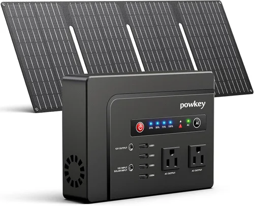 Miniatura 8 de Powkey Estación de Energía Portátil 200W, Paquete de Batería de Generador Solar Portátil 146Wh con 2 Salidas de CA de Onda Senoidal Pura/4 USB A/1