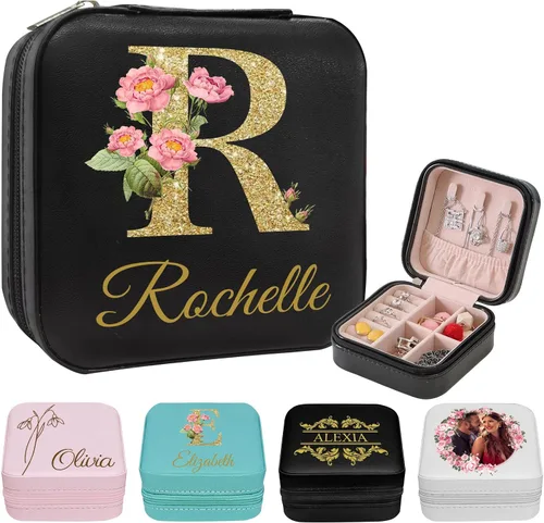 Miniatura 12 de Joyero de viaje personalizado para mujer, foto personalizada, nombre, logotipo, joyero, regalo de dama de honor, boda, cumpleaños