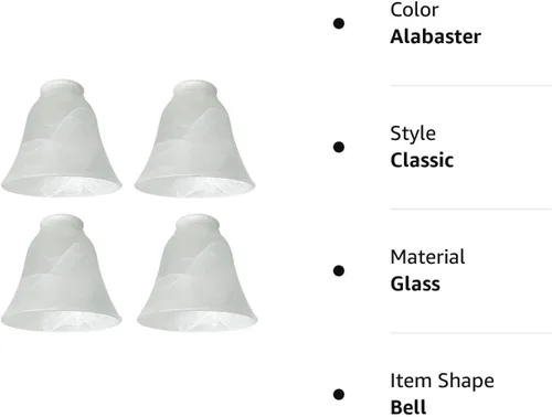 Miniatura 2 de Paquete de 4 cubiertas de luz para ventilador de techo, pantallas de vidrio de repuesto con forma de campana de estilo transicional, globos