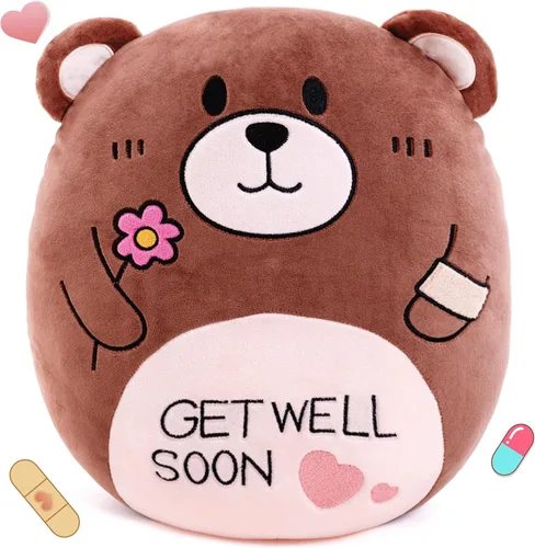 Almohada de peluche de 14.5 pulgadas, con diseño de oso de peluche suave, regalo para niños, niñas y niños después de la cirugía