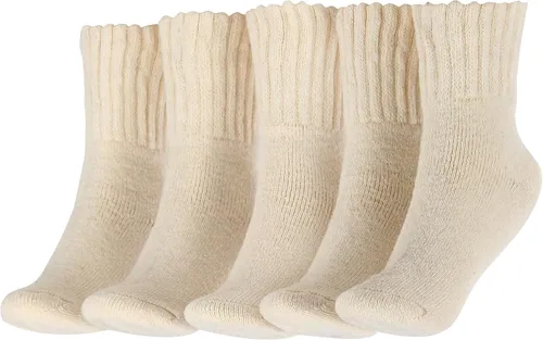 BenSorts Calcetines de invierno para mujer, gruesos, cálidos, acogedores, calcetines de cuello redondo, regalos de color sólido